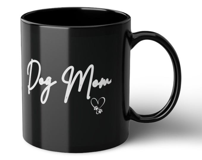 Minimalist Dog Mom Mug – Black Aesthetic Coffee Cup – Gift for Dog Lover Woman – Elegant Pet Lover Mug – Cute Dog Mom Gift