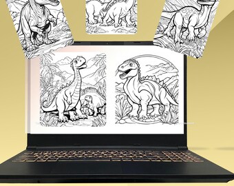 Digital templates dinosaurs to color, 22 coloring pages PDF format, for preschool, daycare, teachers, gift idea