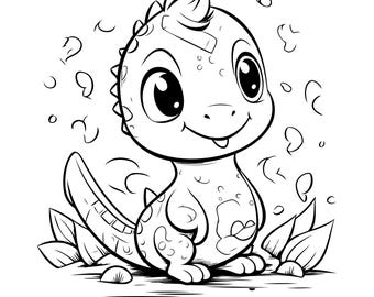 Dinosaur coloring pages to print | Digital download for children and adults | Coloring pages in PNG format, 8.5x11 inches, ZIP file