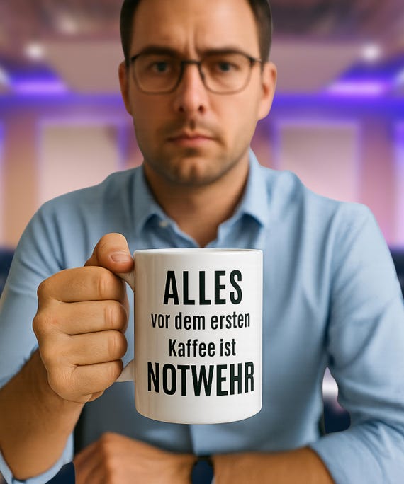 Ceramic mug with a funny saying for coffee lovers