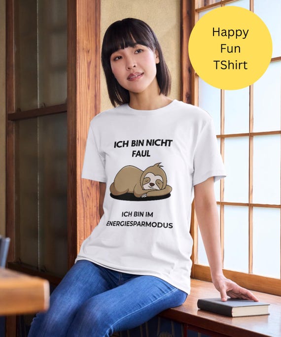 T-Shirt Faultier mit Spruch, Witziges Geschenk für Gamer, Homeoffice & Camping, Büro, Kollegen Kollegin