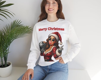 Christmas sweatshirt with round neck and Merry Christmas logo
