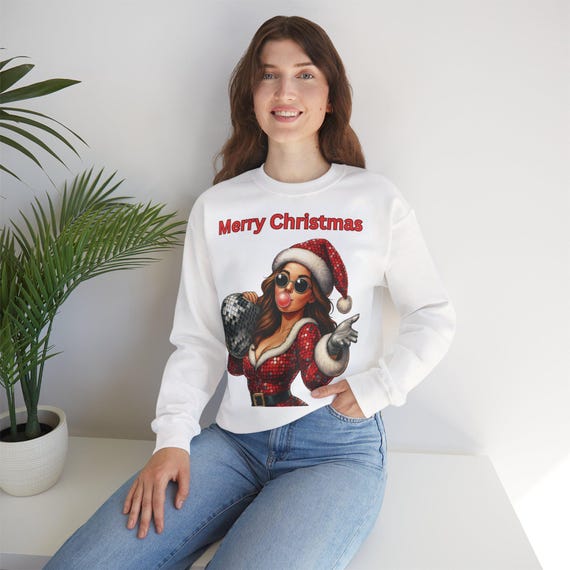 Christmas sweatshirt with round neck and Merry Christmas logo