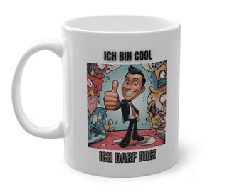 Mug with funny cartoon character gift coffee cup unique gift quirky home decor I'M ALLOWED TO