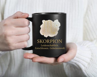 Coffee mug, zodiac sign Scorpio, golden text, gift for astrology fans, for her