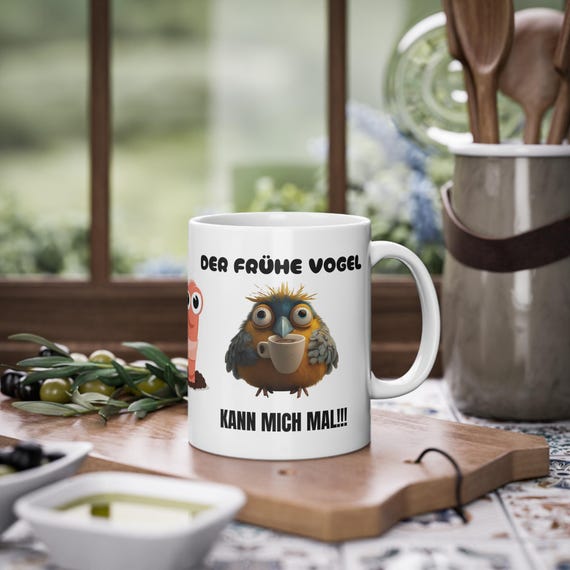 sarcastic coffee cup early bird humor