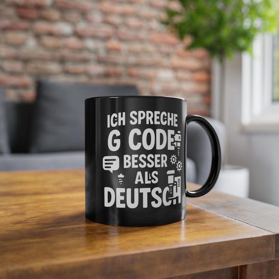 Office mug with saying, black ceramic mug with funny CNC and technology saying, gift for colleagues, nerds, office, work, 325 ml, micro