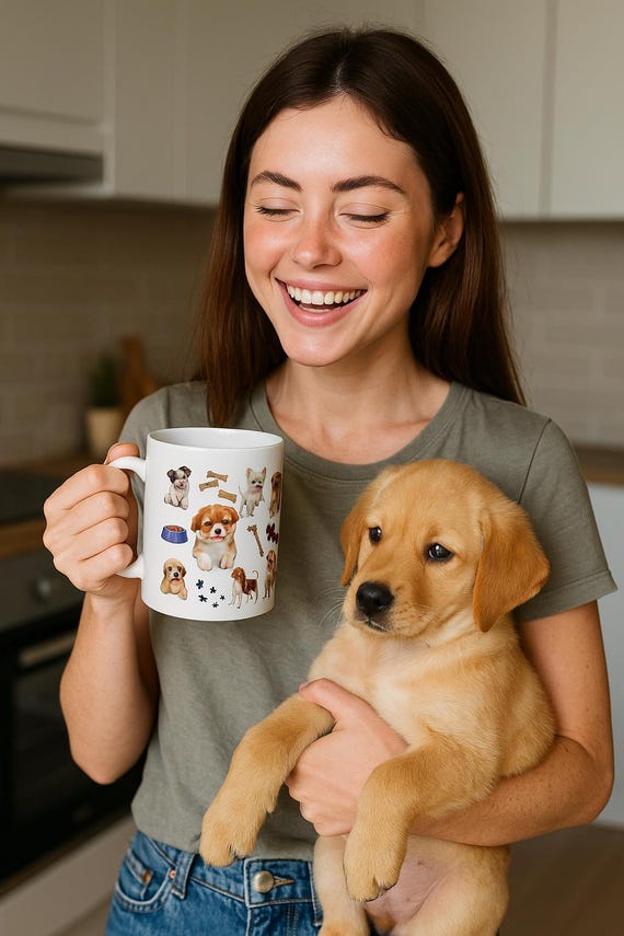 Mug ceramic motif dogs puppies gift for children adults