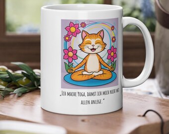 Mug Cat Yoga Motif Funny Saying