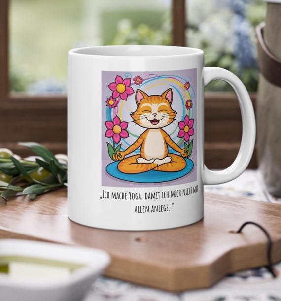 Mug Cat Yoga Motif Funny Saying