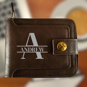 Personalized Engraved Men’s Vintage Business Leather Wallet, Gift for Him, Dad, Father Boyfriend, Husband, Birthday, Anniversary