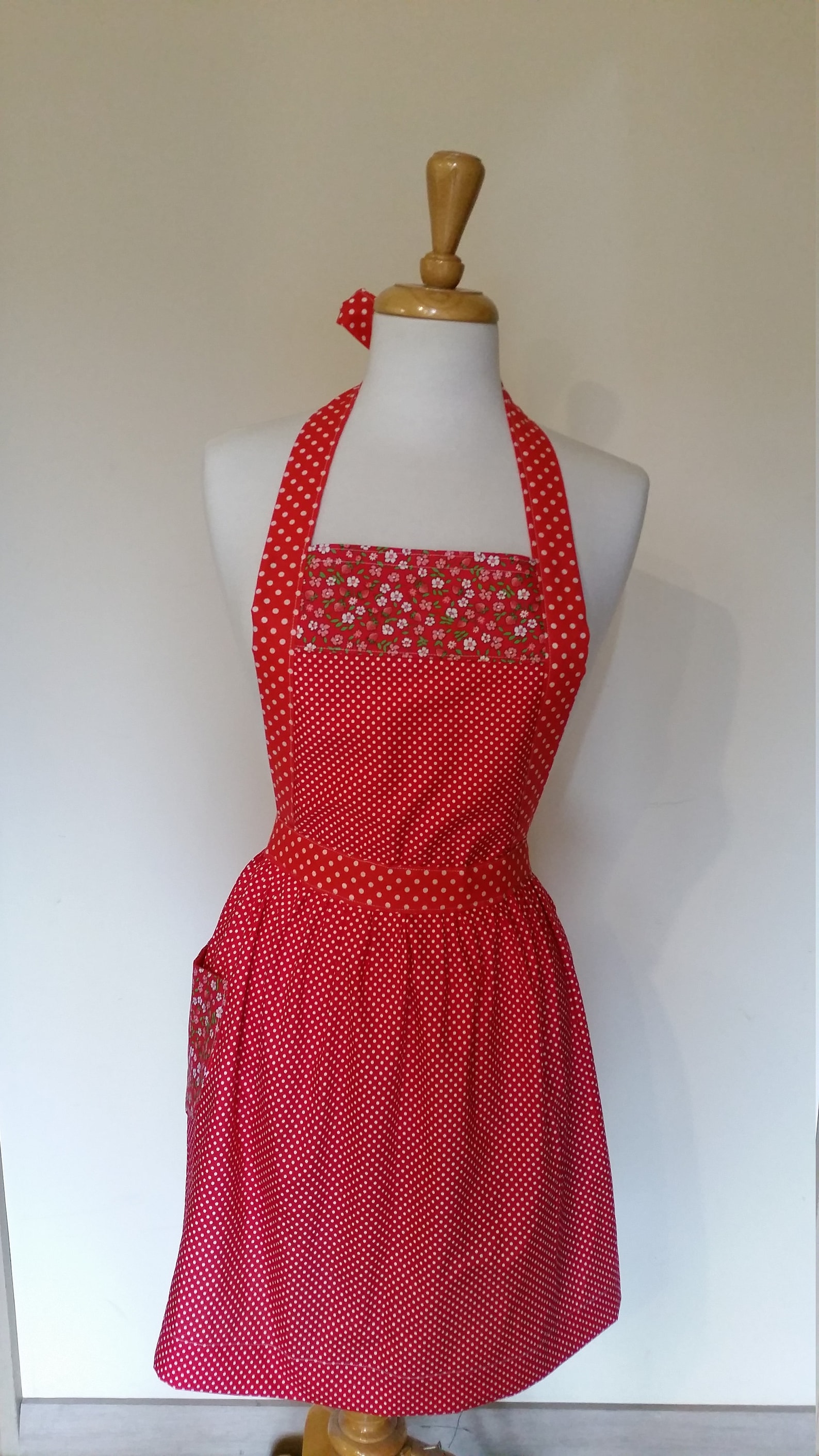 Candy stripe inspired apron red and white polka dots retro red | Etsy