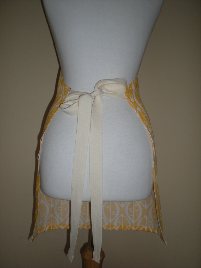 Unisex Apron His or Hers citrus yellow lemon print Barbecue apron with two large pockets one narrow pocket cotton drill kitchen tea gift