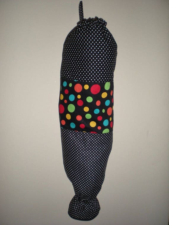 Sale 10 Off Plastic Bag Storage Bag Holder Black White Polka Etsy