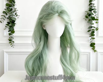 ?Hey Amy ! 14” Mint Green Curly Bang Wig *NWT* ?Hey Amy ! 14” Mint Green Curly Bang Wig *NWT* main image 4