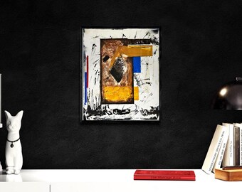Velvet Dreams: abstract art, mixed media, geometric shapes, textured painting, modern art, contemporary art, wall decor, unique artwork.