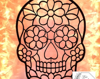 Fall Suncatcher - Sugar Skull #1 - Unfinished or Prefinished Wooden Laser Cutout/Frame/Outline. Resin Art Template. Window/Wall Dec