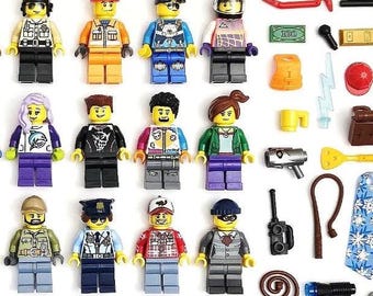 10 Lego CITY Random Minifigure Lot - 10 Assorted Mystery People w/ Accessories