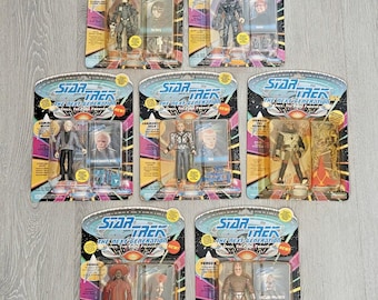 Lote de 7 figuras de ação da Playmates de Star Trek TNG: Locutus, Guinan, Vorgon e Sela (NOVAS)