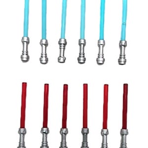 Lego Star Wars Lightsabers Bundle Transparent Red & Blue Jedi Swords with Silver Hilt image 2