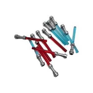 Lego Star Wars Lightsabers Bundle Transparent Red & Blue Jedi Swords with Silver Hilt image 3