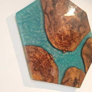 Wood and resin wall decor. 20 inches wall decor. Hexagon Wall decor.