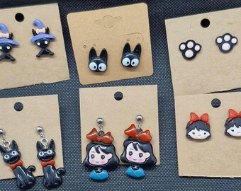 Witch and Black Cat Earrings