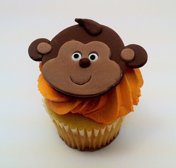 Items similar to Fondant Jungle Monkey Cupcake toppers , ideal for