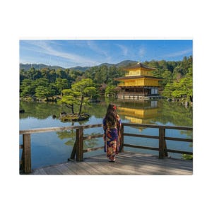 Kinkakuji Golden Pavilion Jigsaw Puzzle with Tin Box, Japanese Kimono Woman, Kyoto Japan Travel Gift, 500 1000 2000 Pieces