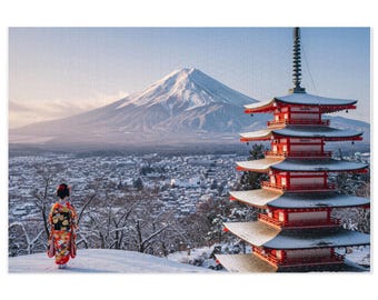 Mt Fuji and Geisha Jigsaw Puzzle for Gift