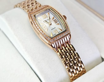 Grade AA Simulated Diamond Classic Daily Rose Gold Ladies Watch