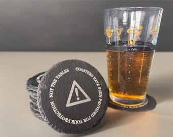 Engraved Slate Coasters Set: Funny Sarcastic Drink Coasters
