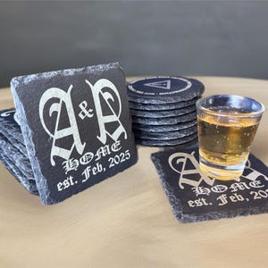 Personalized Slate Coaster – Custom Engraved Gift for Home, Weddings, or Special Occasions