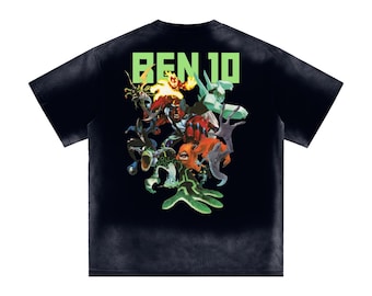 Ben 10 Alien Collage Vintage T-Shirt, cartoon network, Sunfaded Edge, Ben 10 Aliens