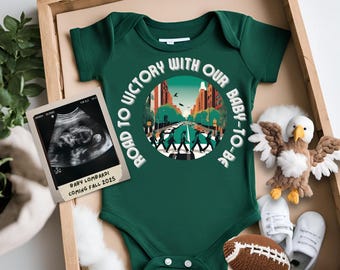 Eagles Football Baby Announcement Template | Digital Pregnancy Reveal | Editable Green & White Sports Theme for Philly Fans