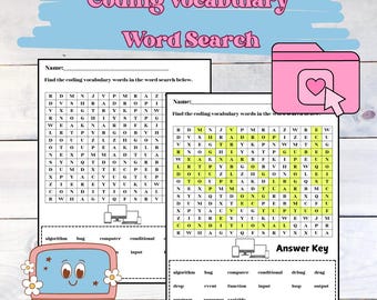 Coding Vocabulary Word Search For Elementary Students