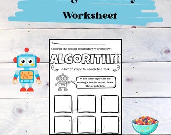Coding Vocabulary Worksheet- Algorithm