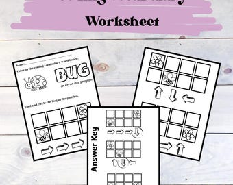 Bug Coding Vocabulary worksheet