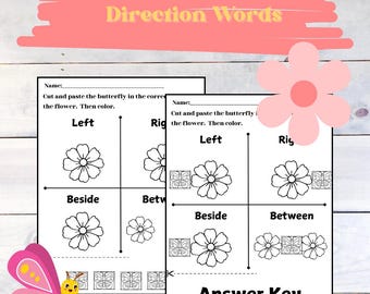 Directions Words Vocabulary Practice for Preschool and Kindergarten