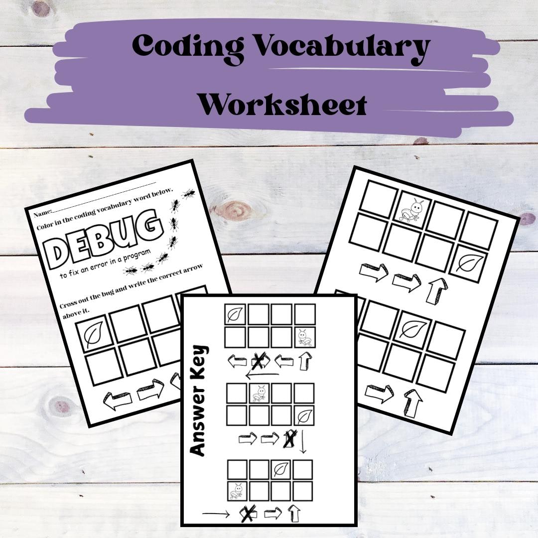 Coding Vocabulary Debug Unplugged Worksheet - Etsy