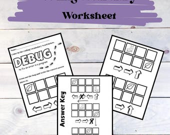Coding Vocabulary Debug Unplugged Worksheet