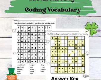 St. Patrick's Day Coding Vocabulary Word Search Puzzle