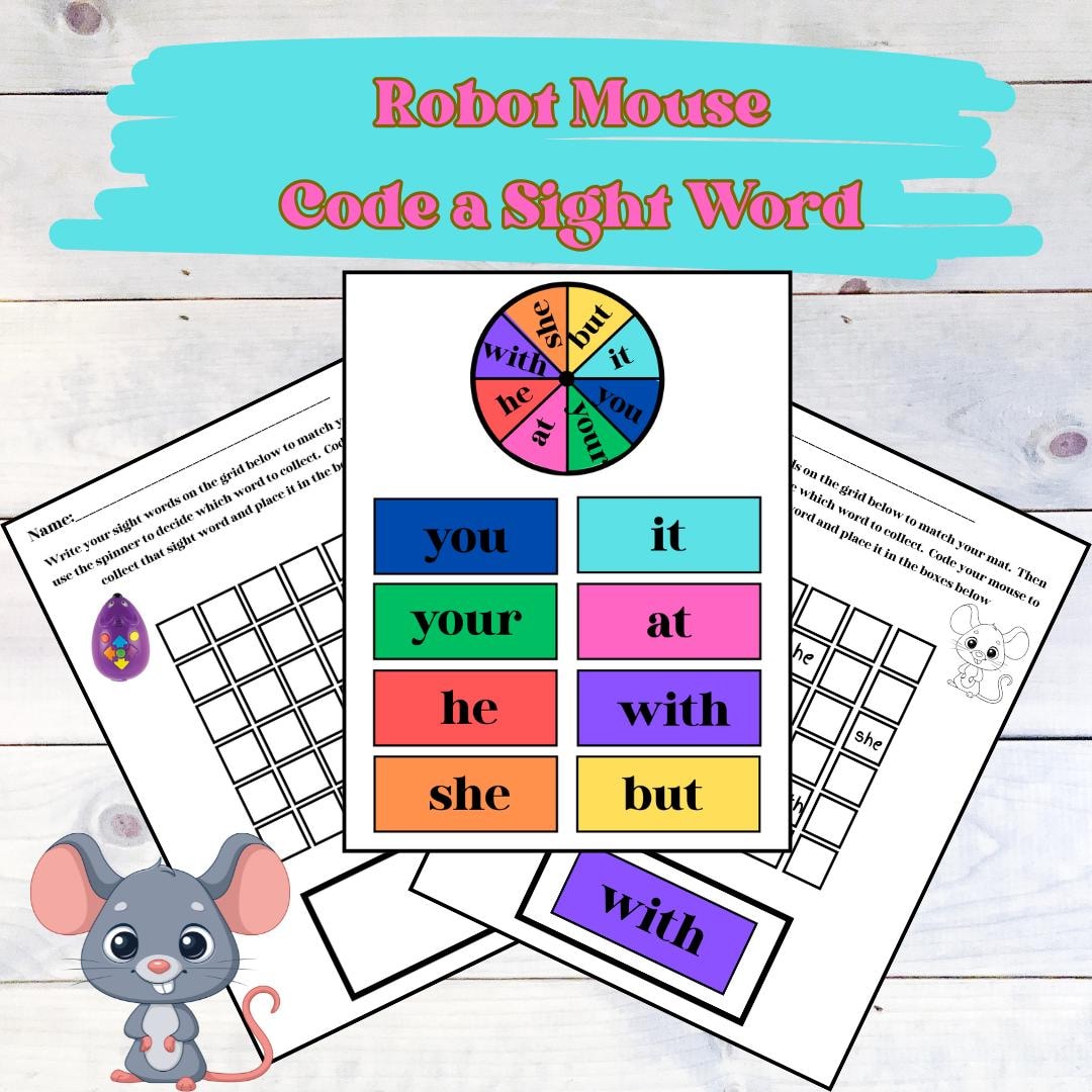 Learning Resources Robot Mouse Code a Sight Word Planning Sheet - Etsy, image size:1080x1080