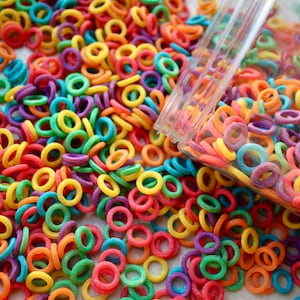 Rainbow Rings Sensory Rice Filler, Bulk Sensory Rice, Colored Pasta for Sensory Bin, Birthday Sensory Bin, Sensory Rice, Rainbow Circles