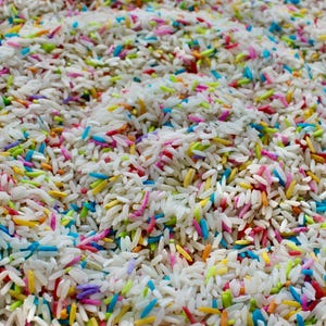Confetti Rainbow Sensory Rice Filler, Bulk Sensory Rice, Colored Rice for Sensory Bin, Birthday Sensory Bin, Sensory Rice
