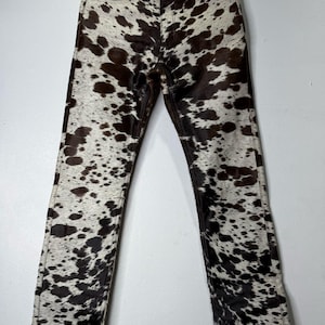 Handmade Cowhide Hair-On Leather Pants: Western Cowboy Trousers
