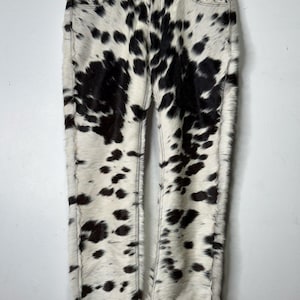 Handmade Cowhide Hair-On Leather Pants: Western Cowboy Trousers