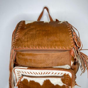 Cowhide Fringe Backpack: Western Style Leather Travel Bag