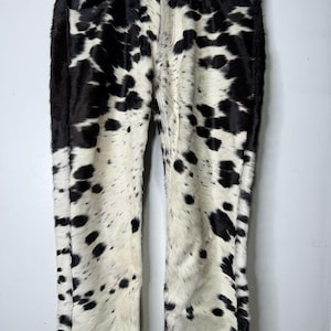 Handmade Cowhide Hair-On Leather Pants: Western Cowboy Trousers