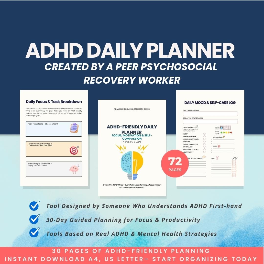 ADHD Planner, Printable & Digital, Daily Focus Productivity Journal ...